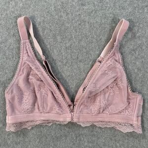 Victoria's Secret Lace Bralette Front Close Women's Small Velvet Trim Adjustable
